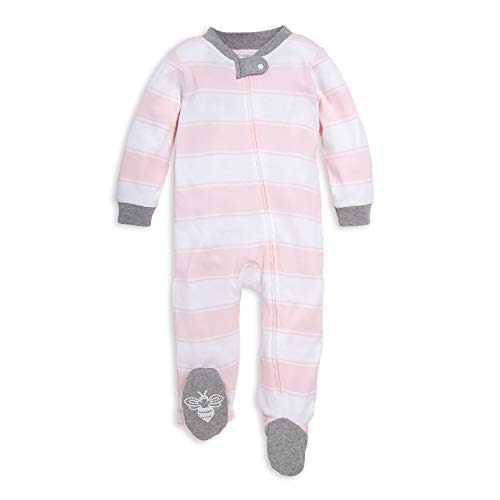 Burt's Bees Baby Girls' Loose Fit Organic Cotton Sleep and Play One-Piece Zip Front Footed Pajamas