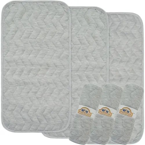 BlueSnail Waterproof and Portable Baby Changing pad Liners 3 Count (Light Gray 14” x 27”)