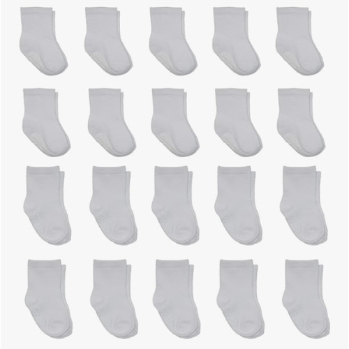 Little Me 20-Pack Newborn Baby Infant & Toddler Unisex Socks, 0-12/12-24 Months, Assorted Size Pack, White