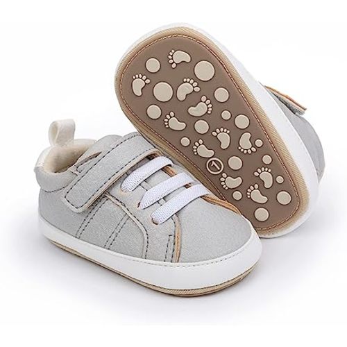 SOFMUO Baby Boys Girls High Top Ankle PU Leather Sneakers Soft Rubber Sole Infant Moccasins Newborn Oxford Loafers Anti-Slip Toddler Wedding Uniform Dress Shoes