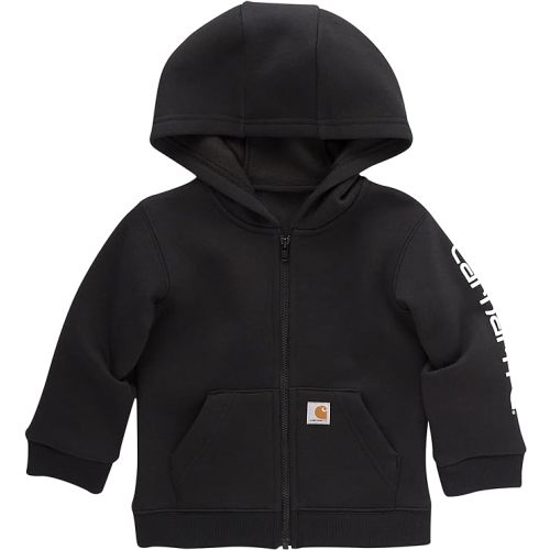 Carhartt Boys' Long-Sleeve Full-Zip Hooded Sweatshirt Hoodie - 3 Months - Black