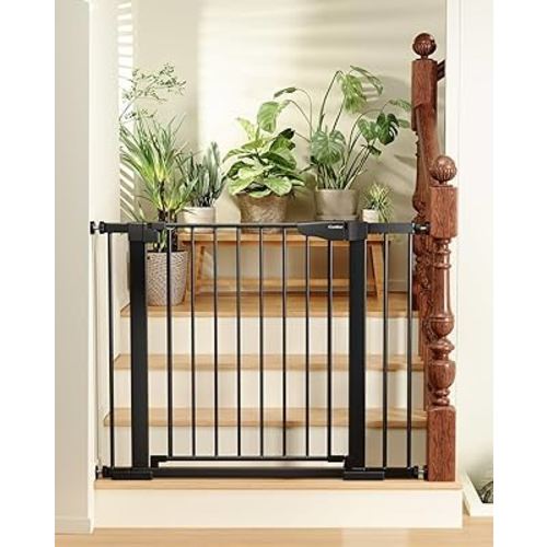 Cumbor 29.7"-40.6" Baby Gate for Stairs, Mom's Choice Awards Winner-Dog Gate for Doorways, Pressure Mounted Self Closing Pet Gates for Dogs Indoor, Durable Safety Child Gate with Easy Walk Thru Door
