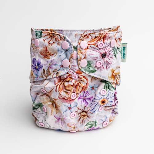 Floral: Essentials Pocket Cloth Diaper with Athletic Wicking Jersey, Grows with your Baby