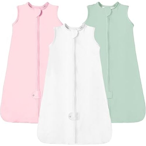 TotAha Sleep Sack 0-6 Months 3-Pack,Stretchy,Buttery Soft Swaddle Transition Sleeping Bag,Light Baby Wearable Blanket with 2-Way Safe Zippers for Boys and Girls, 0.5 TOG