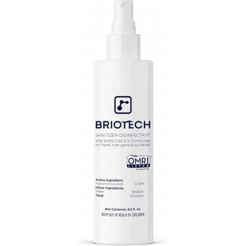 BRIOTECH Sanitizer Disinfectant Hypochlorous Spray, Kill 99.99% of Viruses & Bacteria, Control Mold, Eliminate Odor, Gentle for Nursery & Play Rooms, Food Contact Surface Sanitizer, 8.5 fl oz