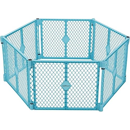 Toddleroo by North States - Superyard Baby Play Yard: Freestanding 6 Panel Baby Playpen - Indoor or Outdoor Use - Made in USA - Encloses Up to 18.5 Square Feet - 26 Inches Tall - Aqua