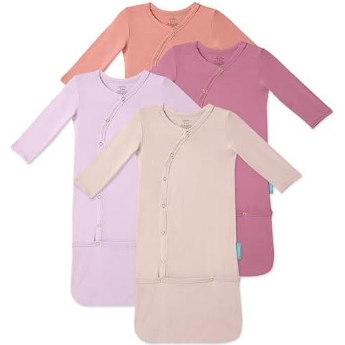 Supersoft Baby Sleeper Gowns, 4-Pack Premium Bamboo Viscose Infant Nightgown Sleepers Preemie Newborn Snap Bundles