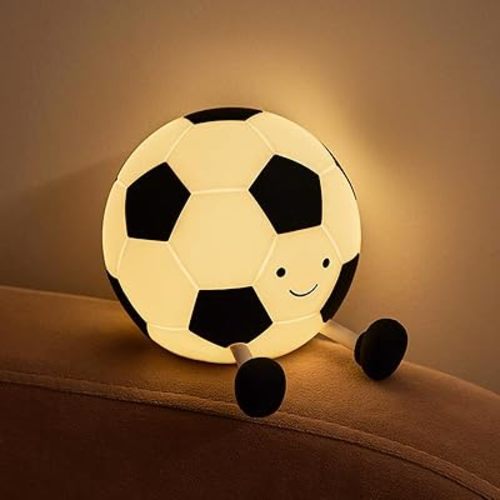Soccer Silicone Night Light, Cartoon Novel Interesting Nursery Night Lamp, Rechargeable, with Timing Function, Soft Bedside Pat Lamp Table Lamp, Cute Room Decor Gift for Kids