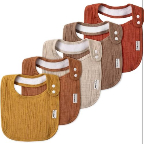 Muslin Bibs for Baby Boys Girls,Organic Muslin Baby Bib for Drooling and Teething,Soft Bandana Drool Bibs 5 Pack