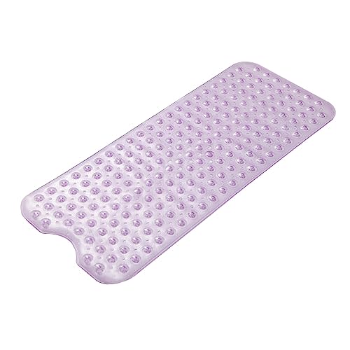 AmazerBath Bath Tub Mat, 40 x 16 Inches Non-Slip Shower Mats with Suction Cups and Drain Holes, Bathtub Mats Bathroom Mats Machine Washable, Clear Purple