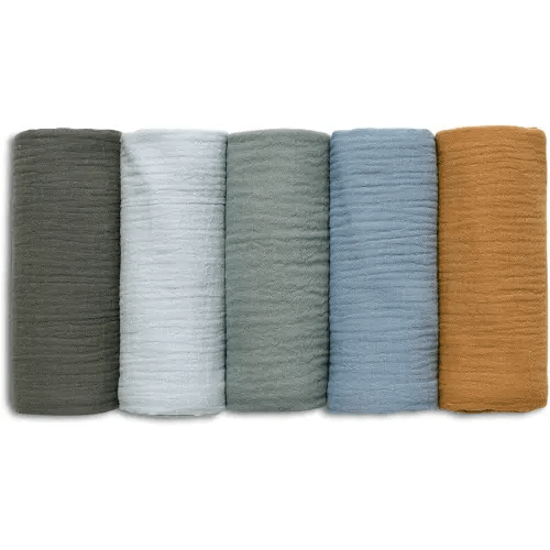 Muslin Receiving Blankets, Neutral Blanket Swaddling for Newborn Boys and Girls, 5 Pack Breathable and Skin-Friendly Swaddle Wrap for Infant Baby (Bright Colors)