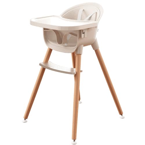 Fodoss 3-in-1 Wooden High Chair for Babies and Toddlers,Convertible Easy Clean Infant Highchair,Silla Modern Design para Comer De Bebe
