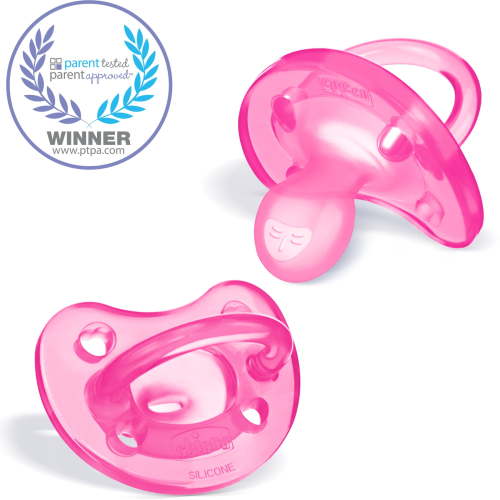 Chicco PhysioForma® Orthodontic One-Piece Silicone Pacifier, 2-Pack, 0-6m - Pink, New