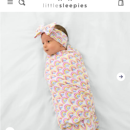 Pastel Rainbows Swaddle & Luxe Bow Headband Set - Little Sleepies