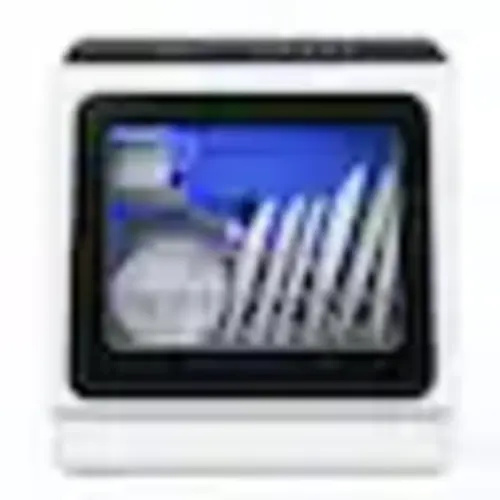 SIMZLIFE - Portable Mini Countertop Dishwasher - 5-Liter Built-in Water Tank, 5 Washing Programs, Air-Dry Function, 4 Place Setting - Black&White