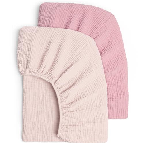 Lulu moon Muslin Crib Sheets - Fitted Crib Mattress Sheets for Boys and Girl - 28"x 52", 2 Pack