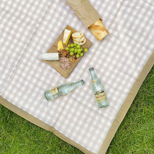 Little Unicorn Outdoor Blanket - Beige Buffalo Check, 5 X 7 Ft
