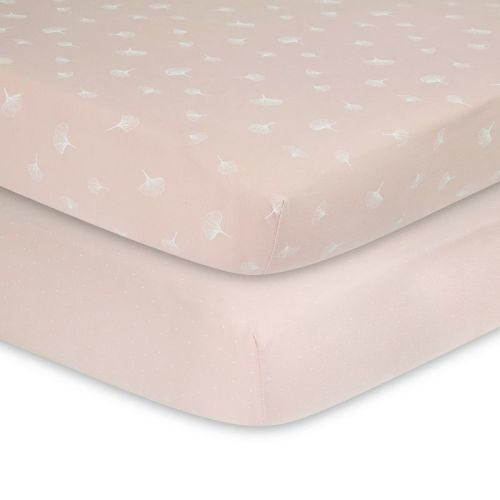 Ely's & Co. Baby Fitted Crib Sheet 100% Combed Jersey Cotton Gingko And Pin Dot 2 Pack
