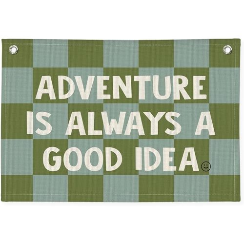 Adventure Camp Banner, Sage Green Boys Room Playroom Decor, Wall Hanging Canvas Banner Flag Decor for Toddler Boy Room Nursery