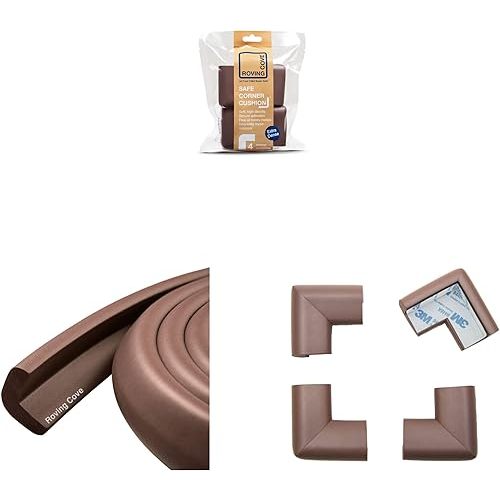 6ft Edge 4 Corners - Bundle & Save - RovingCove HeftyFit Edge Guard (6ft Edge Only, Coffee Brown) + RovingCove HeftyFit Corner Guards (4 Corners, Coffee Brown)