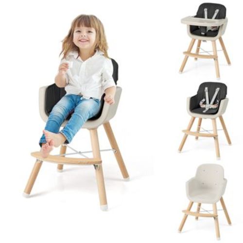 Infans 3 in 1 Convertible Wooden High Chair Baby Toddler w/ Cushion Beige