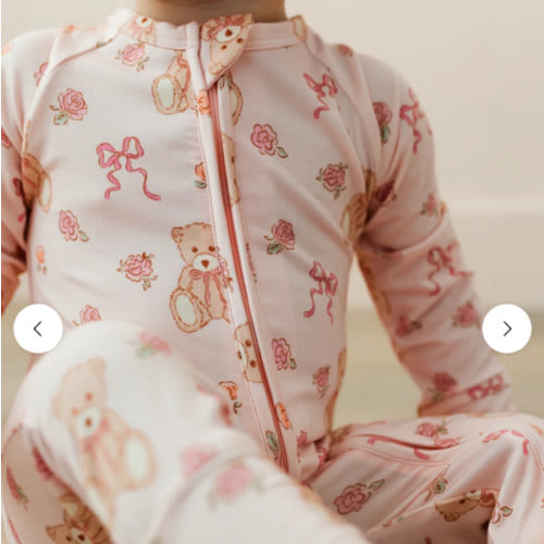 Teddy Bear and Bows Zipper Romper – In my Jammers