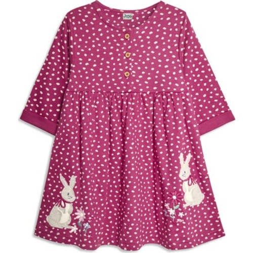 Bunny Appliqué Long Sleeve Cotton Dress, 18-24M