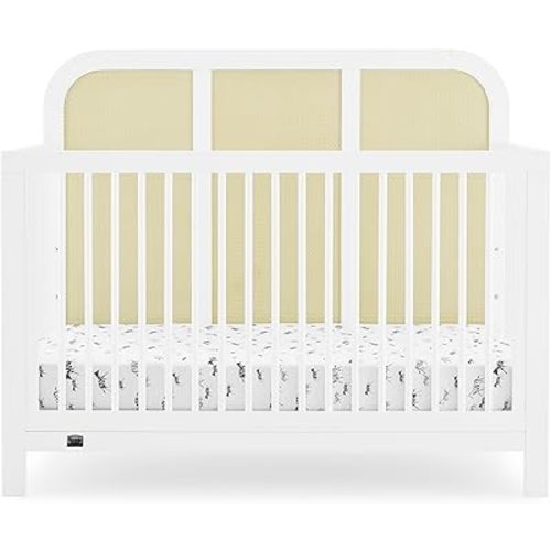 Simmons Kids Theo 6-in-1 Convertible Crib - Greenguard Gold Certified, Bianca White/Textured Almond