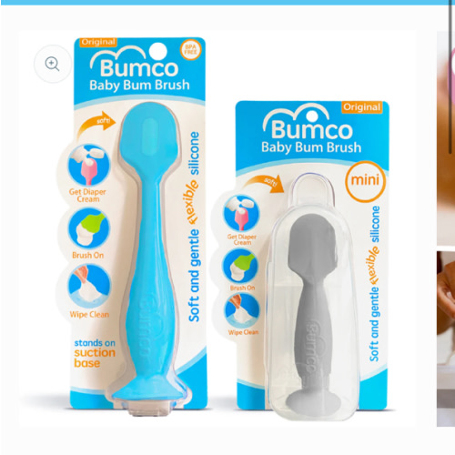 Bumco 2-Pack Full-Size & Mini Baby Bum Brush Bundle (Blue/Gray)