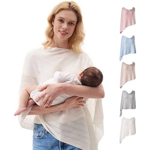 Momcozy Ultra-Light Nursing Cover for Breastfeeding, Soft Breathable Tencel™ Lyocell Fabric, Multi-Use Feeding Shawl, Newborn Essentials Must Haves(White)