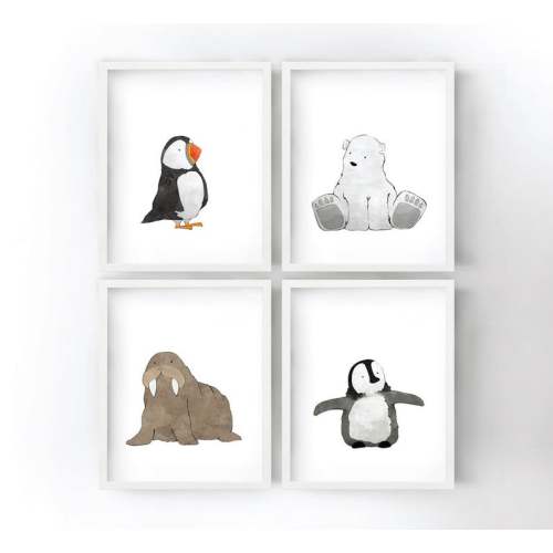 Arctic Animals Nursery Prints Puffin Polar Bear Walrus - Etsy