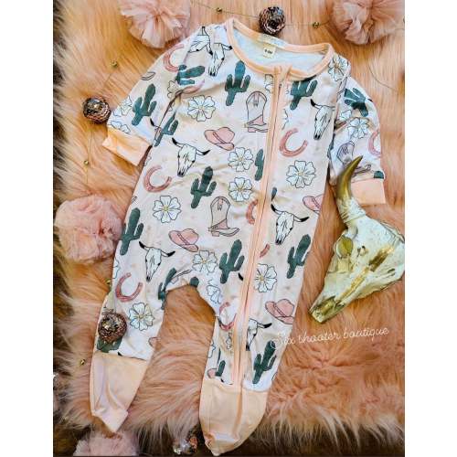 Little boho cowgirl footed sleeper
