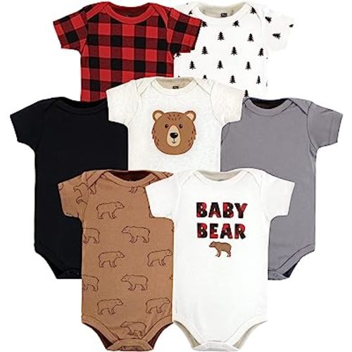 Hudson Baby Unisex Baby Cotton Bodysuits, Brown Bear, Newborn