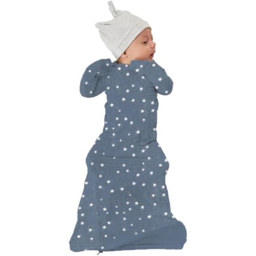 GUNAMUNA Unisex Baby Gown Sleeper, Night Gown with Diaper-Zipper for Easy Changing, Newborn to 3 Months