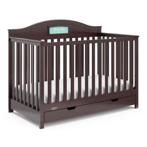 Graco Story 5-in-1 Convertible Baby Crib with Drawer and Reversible Headboard, Espresso