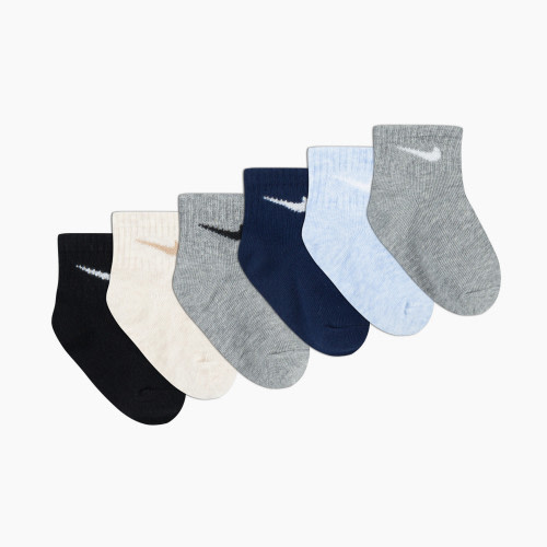 Nike Swoosh Ankle Socks (6 Pack) - Pale Ivory Heather, 6-12 M