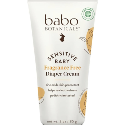 Babo Botanicals Sensitive Baby Fragrance-Free Diaper Cream - 25% Natural Zinc Oxide - Calendula, Shea & Cocoa Butter - EWG Verified - Vegan- From birth on