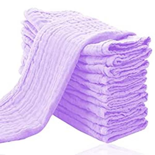 Amazon.com: Cute Castle 12 Pack Muslin Burp Cloths for Baby - Ultra-Soft 100% Cotton Baby Washcloths - Large 20'' by 10'' Super Absorbent Milk Spit Up Rags - Burpy Cloths for Unisex, Boy, Girl - Purple : Baby