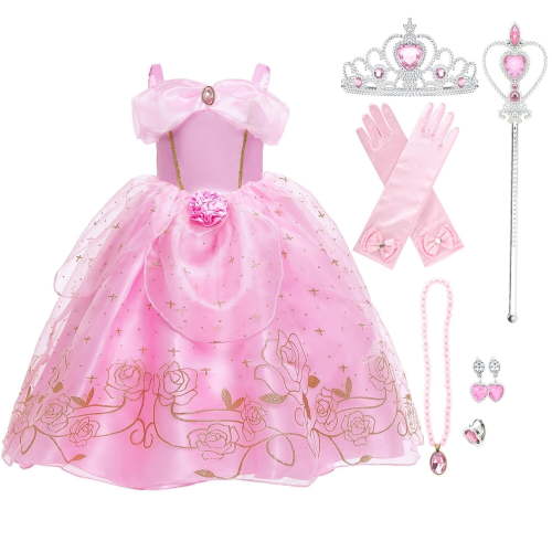 HAWEE Princess Dress up Birthday Party Fairy Pink Costume for Toddler/Little Girls