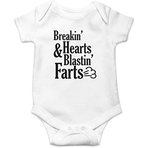 AW Fashions Breakin' Hearts & Blastin' Farts Baby Bodysuit Funny Cute Infant Clothing Baby Wear Apparel