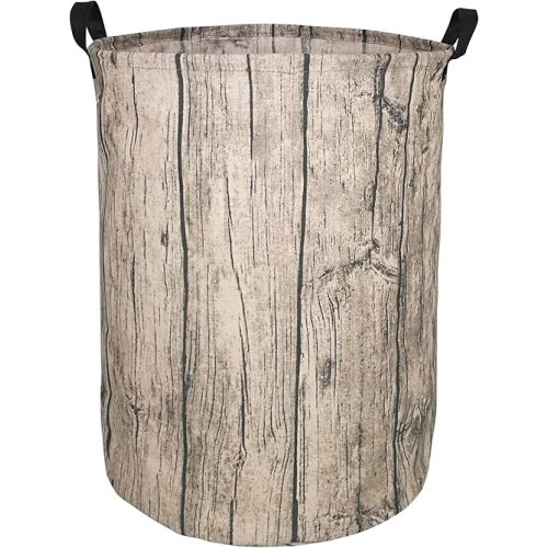 KUNRO Large Sized Round Storage Basket Waterproof Coating Organizer Bin Laundry Hamper for Nursery Clothes Toys (Tree Stump)