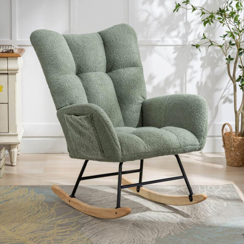George Oliver Nursery Rocking Chair Teddy Glider Rocker Accent Chair with High Backrest Armchair and Side Pocket for Living Room, Bedroom, Offices & Reviews | Wayfair