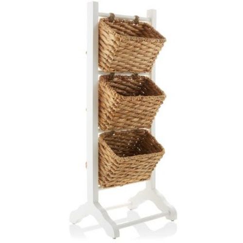 Casafield 3-tier Floor Stand With Hanging Storage Baskets, Walnut/espresso - Wood Tower Rack For Bathroom, Kitchen, Laundry, Living Room