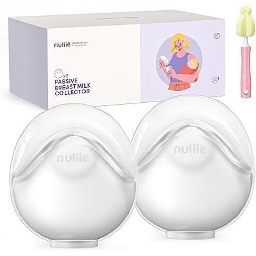 Nuliie 2 PCS Silicone Breast Milk Collectors for Breastfeeding Leak-Proof, 3oz/90ml Larger Milk Catcher with Improved Abrasion Design for Most Nipple, Clean Brush, Storage Bag