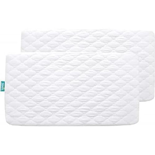 Waterproof Crib Mattress Protector 2 Pack Fitted Baby Crib Sheets Toddler Bed Mattress Pad Protector for Boys Girls, Skin-Friendly & 100% Absorbent Crib Mattress Topper Cover Waterproof Machine Wash