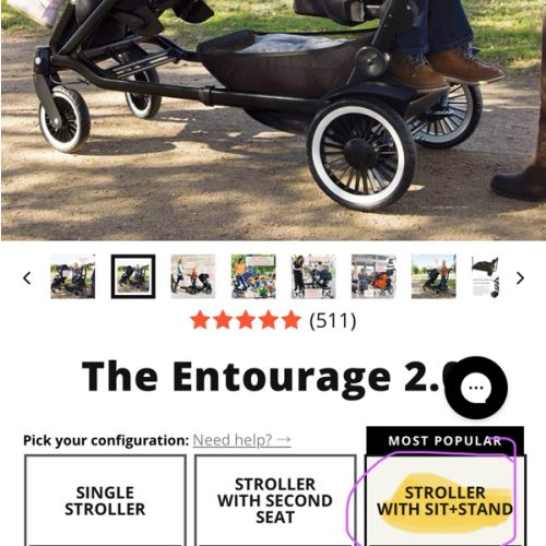 The Entourage 2.0 stroller with sit +stand
