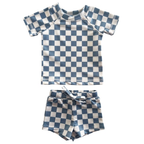 Blueberry Muffin Checkerboard / Cove Rashguard Set / UPF 50+