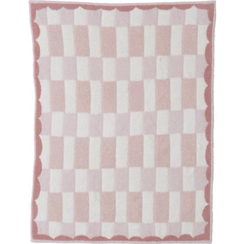 Check Scallop Border CozyChic® Stroller Blanket