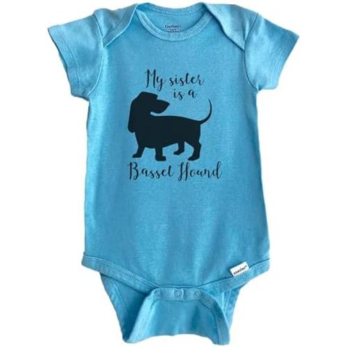 My Sister is A Basset Hound Cute Dog Baby Bodysuit - Basset Hound One Piece Baby Bodysuit (100% Cotton)