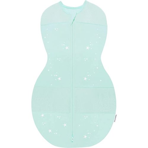 Happiest Baby Sleepea 5-Second Swaddle - 100% Organic Cotton Baby Swaddle Blanket - Doctor Designed Promotes Healthy Hip Development (Teal Stars, Small)
